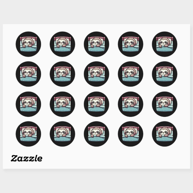 Sleeping Sloth - Peaceful Charming Classic Round Sticker (Sheet)