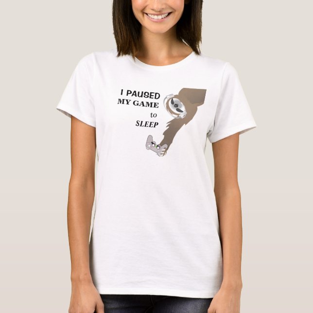 Sleeping Sloth with Game Controller T-Shirt (Front)