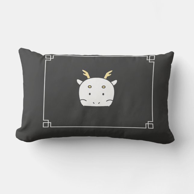 "Sleeping Stag" Pillow – Majestic Design on black (Front)