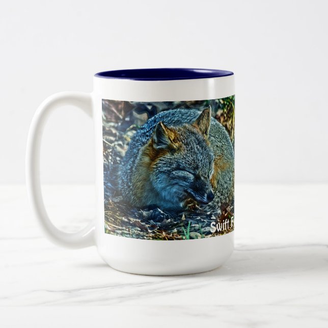 Sleeping Swift Fox Wildlife Art Tea or Coffee Mug (Left)