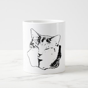 Sleeping Tabby Cat Black & White Art Mug