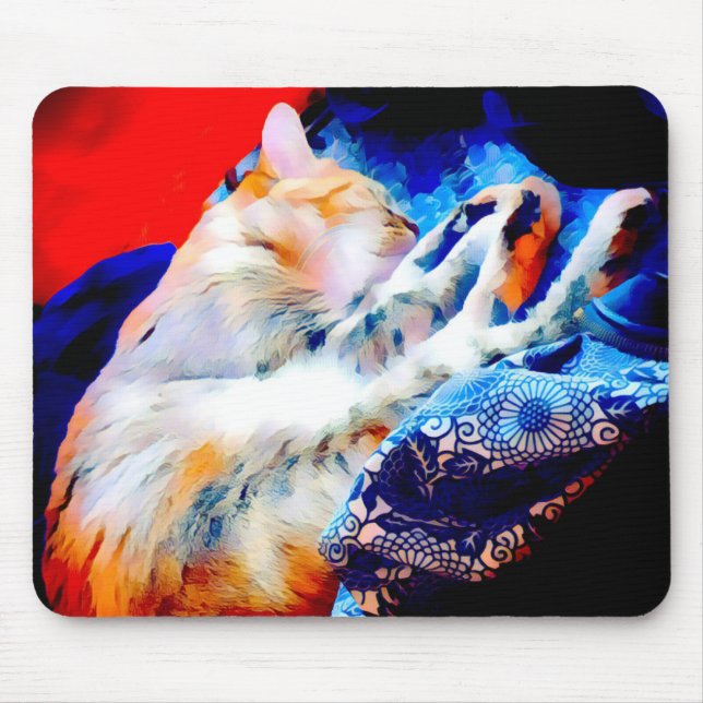 Sleeping Tabby Cat Colourful Mousepad (Front)