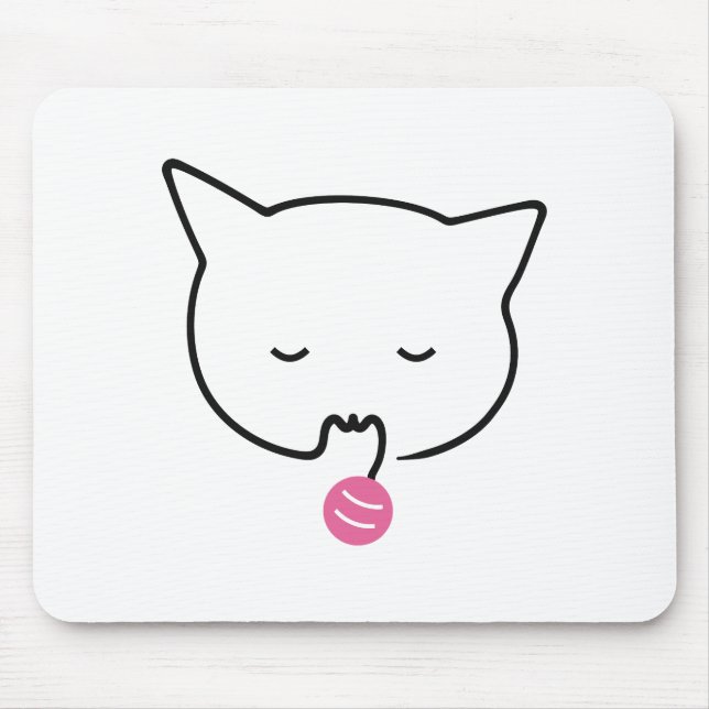 Sleeping Tabby Cat Face Mouse Pad (Front)