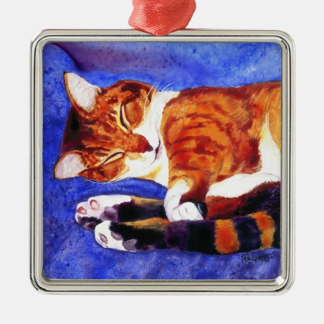 Sleeping Tabby Cat Ornament (Front)