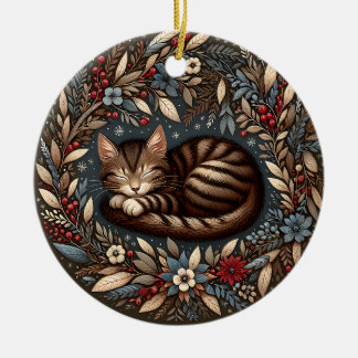 Sleeping Tabby Cat Ornament
