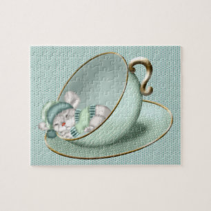 Sleeping Tea Cup Mouse Jigsaw Puzzle