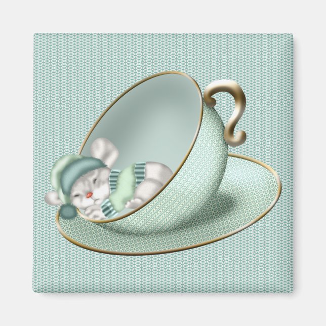 Sleeping Tea Cup Mouse Magnet (Front)