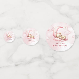 Sleeping Teddy bear on cloud nine pink girl Confetti