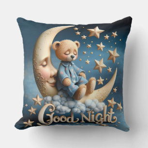 Sleeping Teddy Bear Throw Pillow