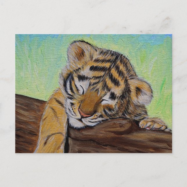 Sleeping Tiger Cub Painting Postcard (Front)