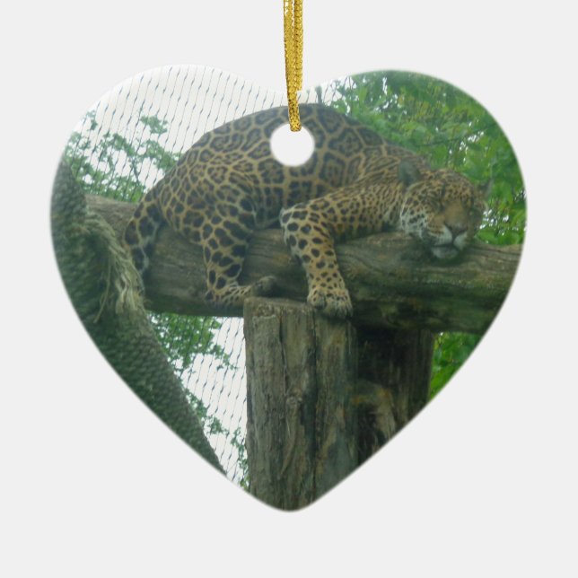 Sleeping Tiger on Tree, Forest, Nature, Wildlife Ceramic Ornament (Front)