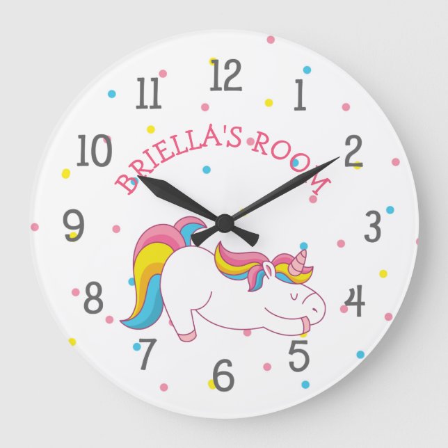 Sleeping unicorn bedroom clock with name (Front)