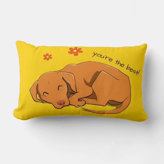 Sleeping Vizsla Custom Text Rectangular Pillow (Front)