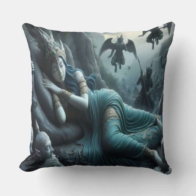 Sleeping Warrior Goddess Throw Pillow (Front)