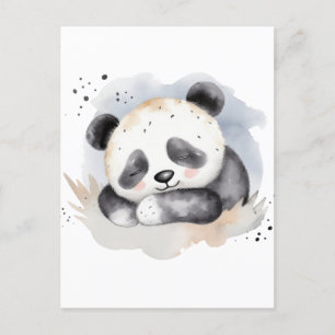 Sleeping Watercolor Baby Panda Bear Postcard