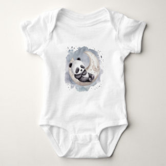 Sleeping Watercolor Crescent Moon Baby Panda Bodysuit
