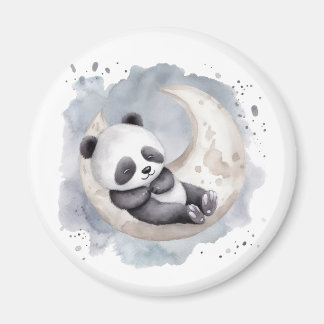 Sleeping Watercolor Crescent Moon Baby Panda Magnet