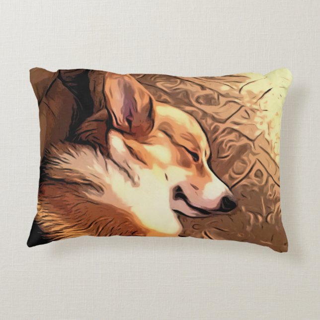 Sleeping Welsh Corgi Accent Pillow (Back)