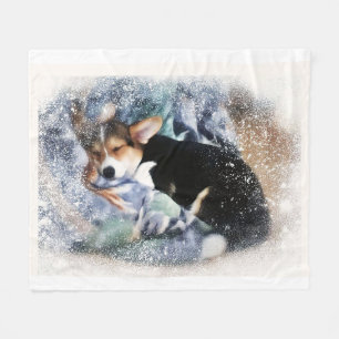 Sleeping Welsh Corgi Fleece Blanket