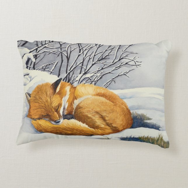 Sleeping Winter Fox Pillow (Back)