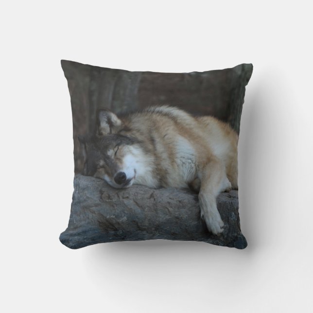 Sleeping Wolf Lodge Pillow (Front)