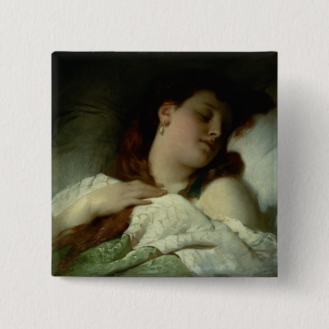 Sleeping Woman 2 Inch Square Button (Front)