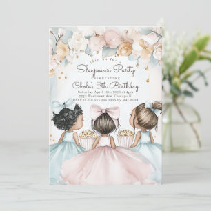Sleepover Birthday party Movie night Girl birthday Invitation