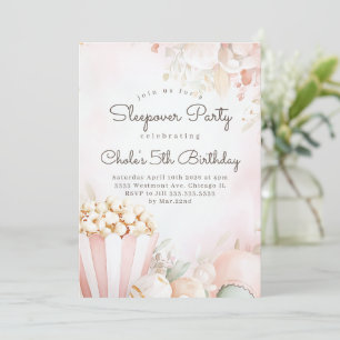Sleepover Birthday party Movie night Girl birthday Invitation
