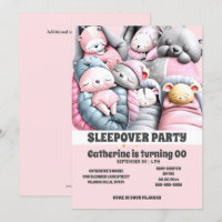 Sleepover comic animals sleeping pink grey slumber