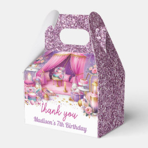 Sleepover Girl Birthday Custom Pink Purple Gold Favor Box