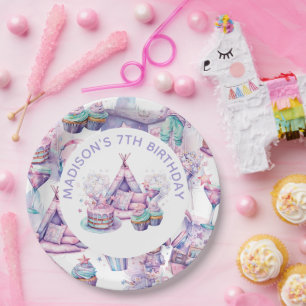 Sleepover Girl Birthday Cute Personalized Paper Plate