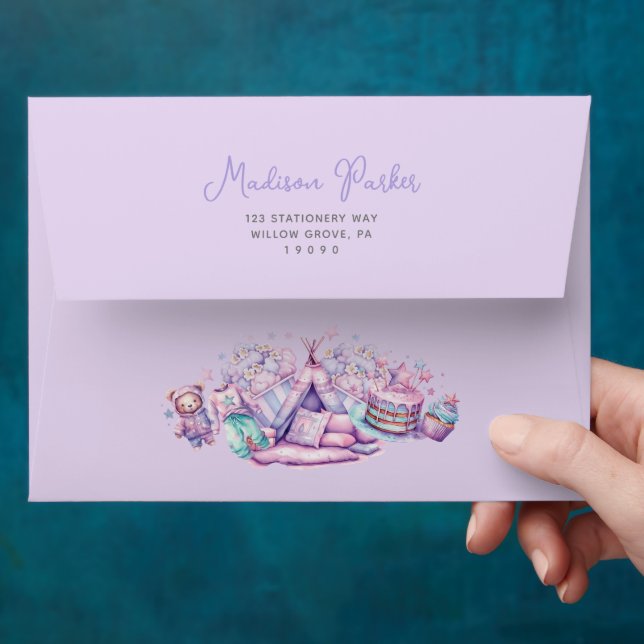 Sleepover Girl Birthday Pastel Cute Envelope (Hand)