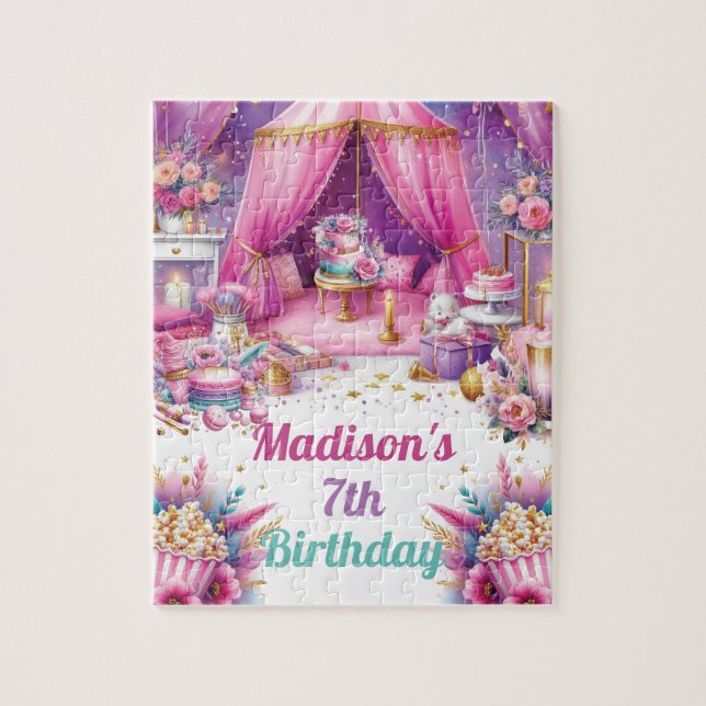 Sleepover Girl Birthday Personalized Game Jigsaw Puzzle (Vertical)