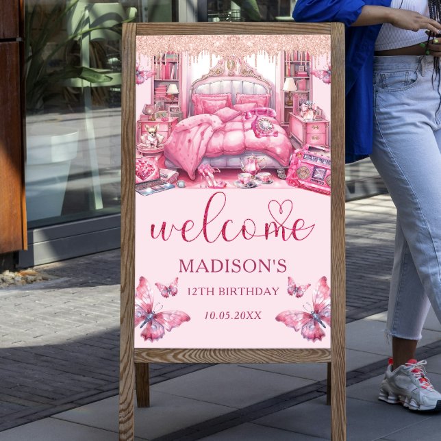 Sleepover Girl Birthday Personalized Welcome Poster (Creator Uploaded)