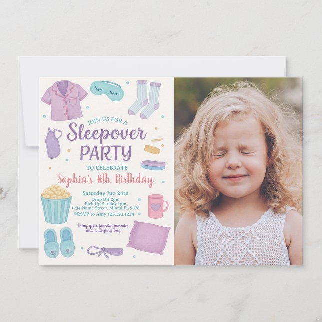 Sleepover Invitation anniversaire pour les filles (Devant)