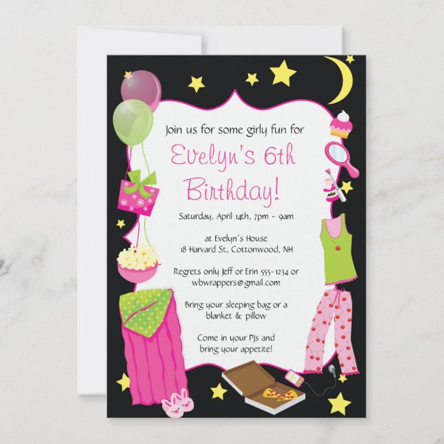 Sleepover ! Invitations orientées de soirée (Devant)