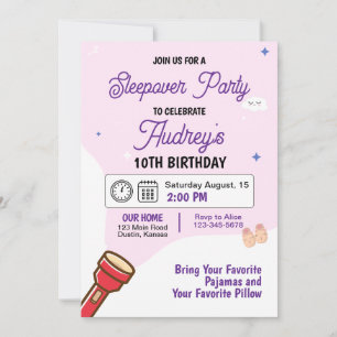 Sleepover Pajama Party Birthday Invitation
