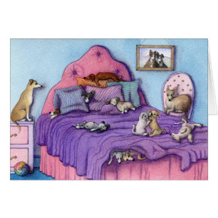 Sleepover Party CARD Cute puppies and dogs