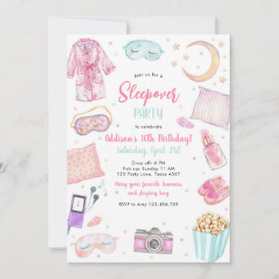Sleepover Party Girl Spa Pink Birthday Invitation