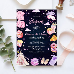Sleepover Party Girl Spa Pink Birthday Invitation