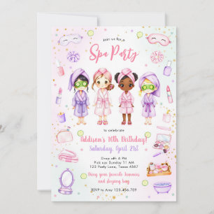 Sleepover Party Girl Spa Pink Birthday Invitation