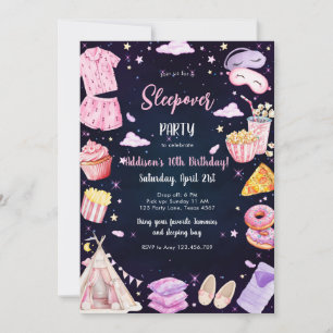 Sleepover Party Girl Spa Pink Birthday Invitation