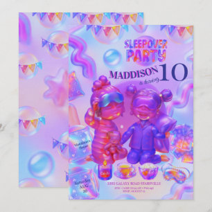 Sleepover Party Invitation   Girl Pajama Birthday