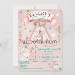 Sleepover Party Invites Birthday Slumber Party