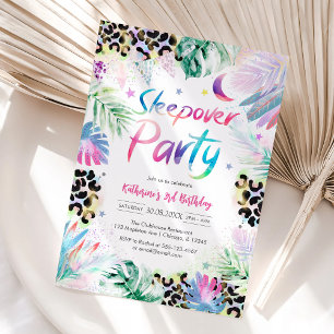Sleepover Party Leopard Jungle Birthday Invitation