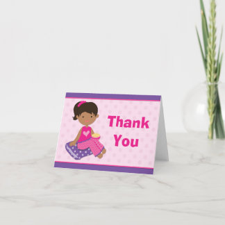 Sleepover Party Thank You African American Girl Card