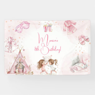 Sleepover pyjama kids birthday party banner