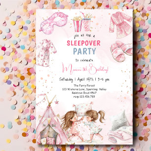 Sleepover pyjama kids birthday party invitation
