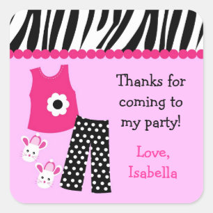 Sleepover Pyjamas Birthday Party Favour Stickers