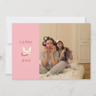 sleepover slumber birthday photo modern thank you card